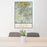 24x36 Zion National Park Map Print Portrait Orientation in Woodblock Style Behind 2 Chairs Table and Potted Plant