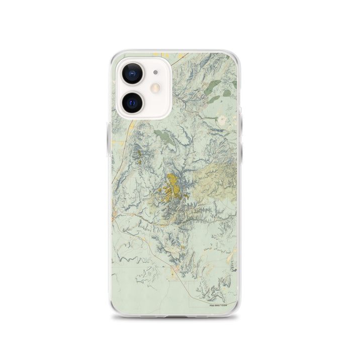 Custom Zion National Park Map iPhone 12 Phone Case in Woodblock