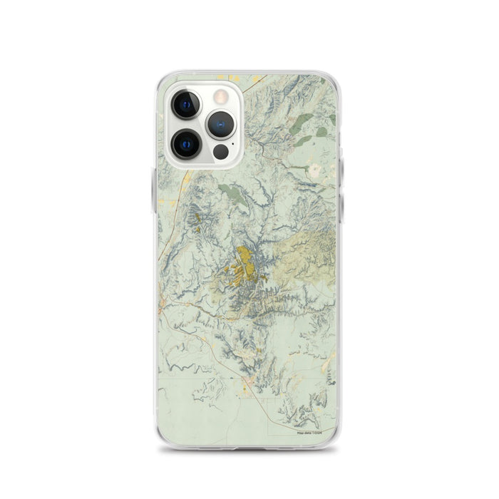 Custom Zion National Park Map iPhone 12 Pro Phone Case in Woodblock
