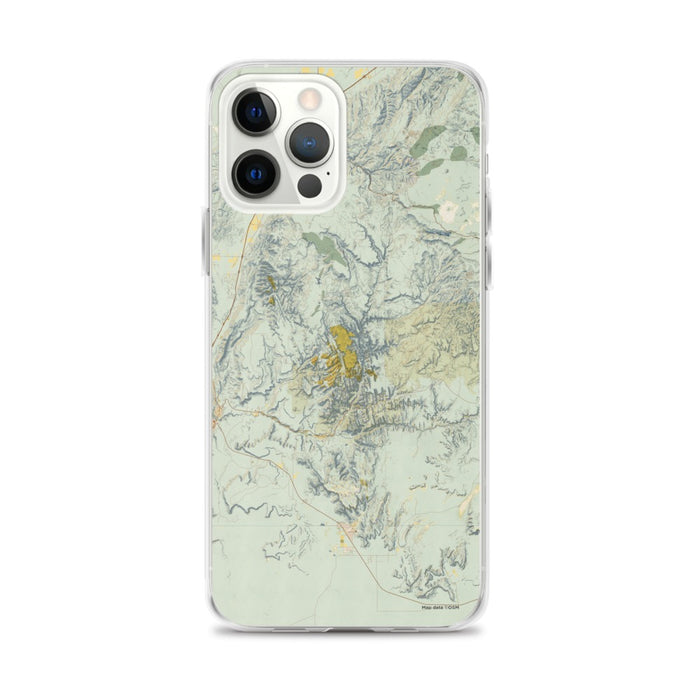 Custom Zion National Park Map iPhone 12 Pro Max Phone Case in Woodblock