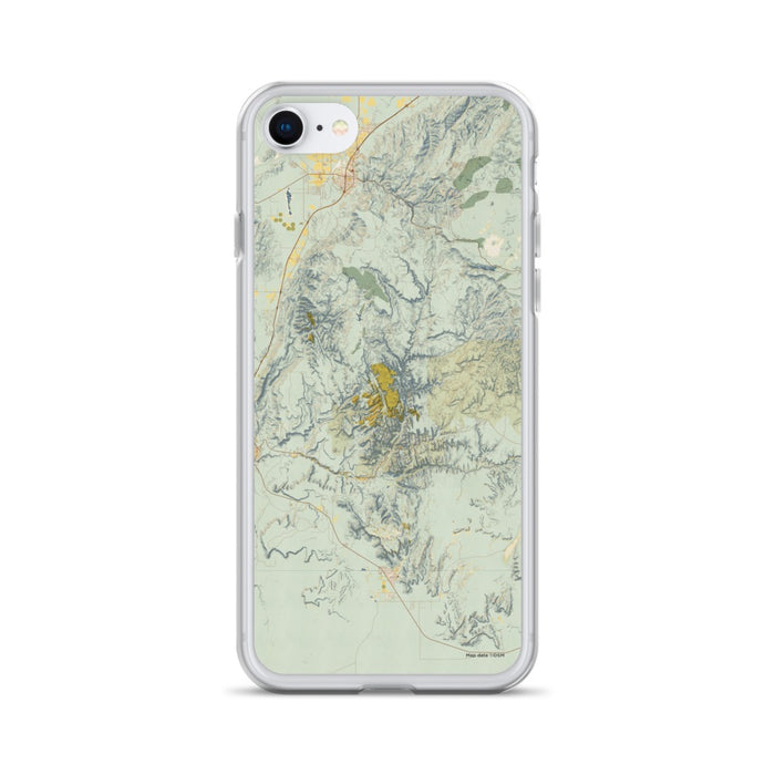 Custom Zion National Park Map iPhone SE Phone Case in Woodblock
