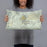 Person holding 20x12 Custom Zion National Park Map Throw Pillow in Woodblock